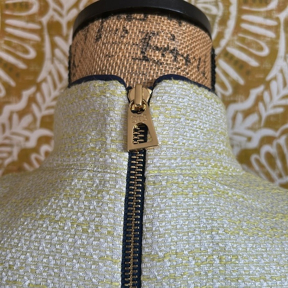 Sail To Sable Tweed Sleeveless V-Neck Sheath Mini Dress Lime Green/Silver Szie M - Picture 7 of 9